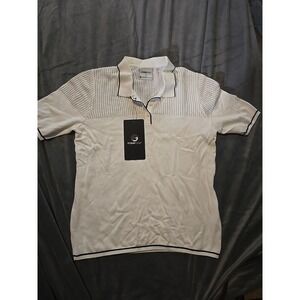 Foray Golf Shirt Womens L Knit Polo Zurich Classic Stretch Pickleball White